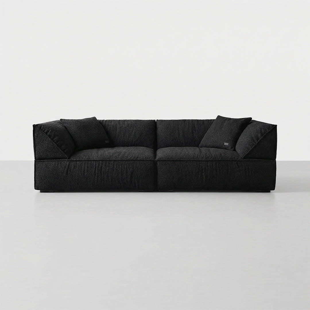 Mid-Century Modern Light French Retro Sofa, Upholstered in Premium Soft Blend Fabric with Down Feather Cushions, 2.2-3.25m Comfy Cloud Couch for Living Room
