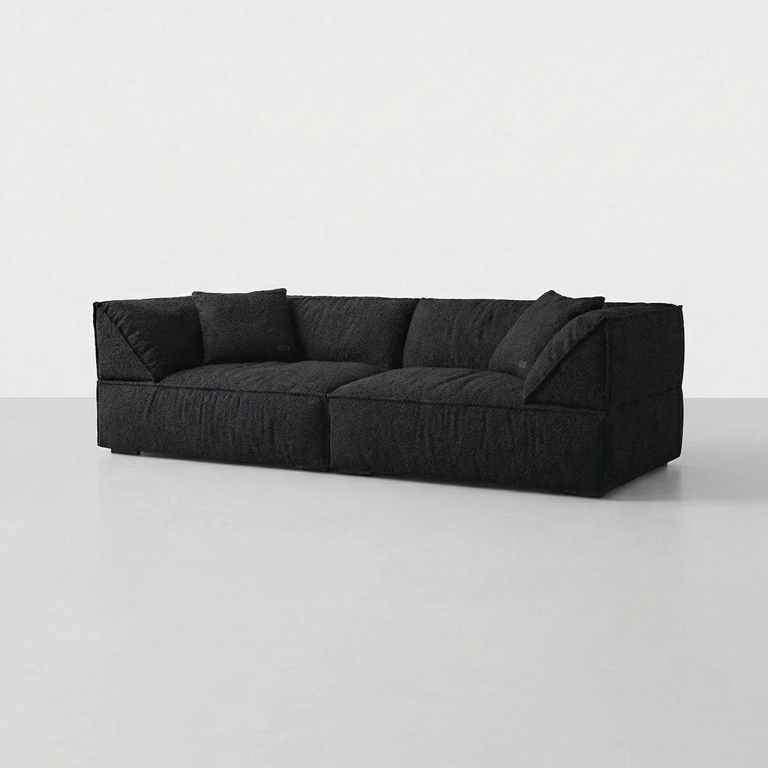 Mid-Century Modern Light French Retro Sofa, Upholstered in Premium Soft Blend Fabric with Down Feather Cushions, 2.2-3.25m Comfy Cloud Couch for Living Room