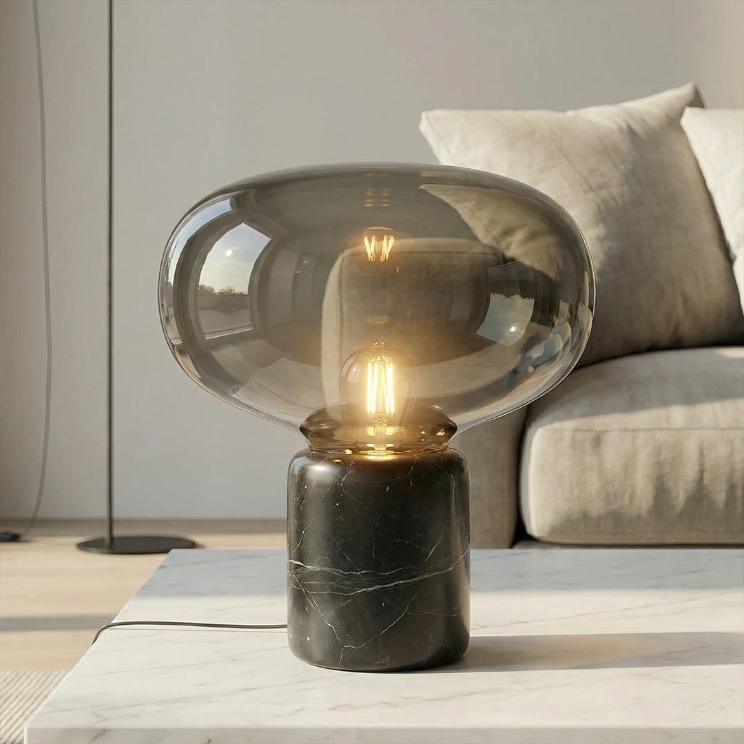 Nordic Luxury Marble Table Lamp, Post-Modern Minimalist Glass Light, Designer Decor for Bedroom Living Room