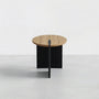 French Retro Solid Ash Wood Round Coffee Table, Mid-Century Modern Tables for Living Room, Small Space Circular Side Table Set