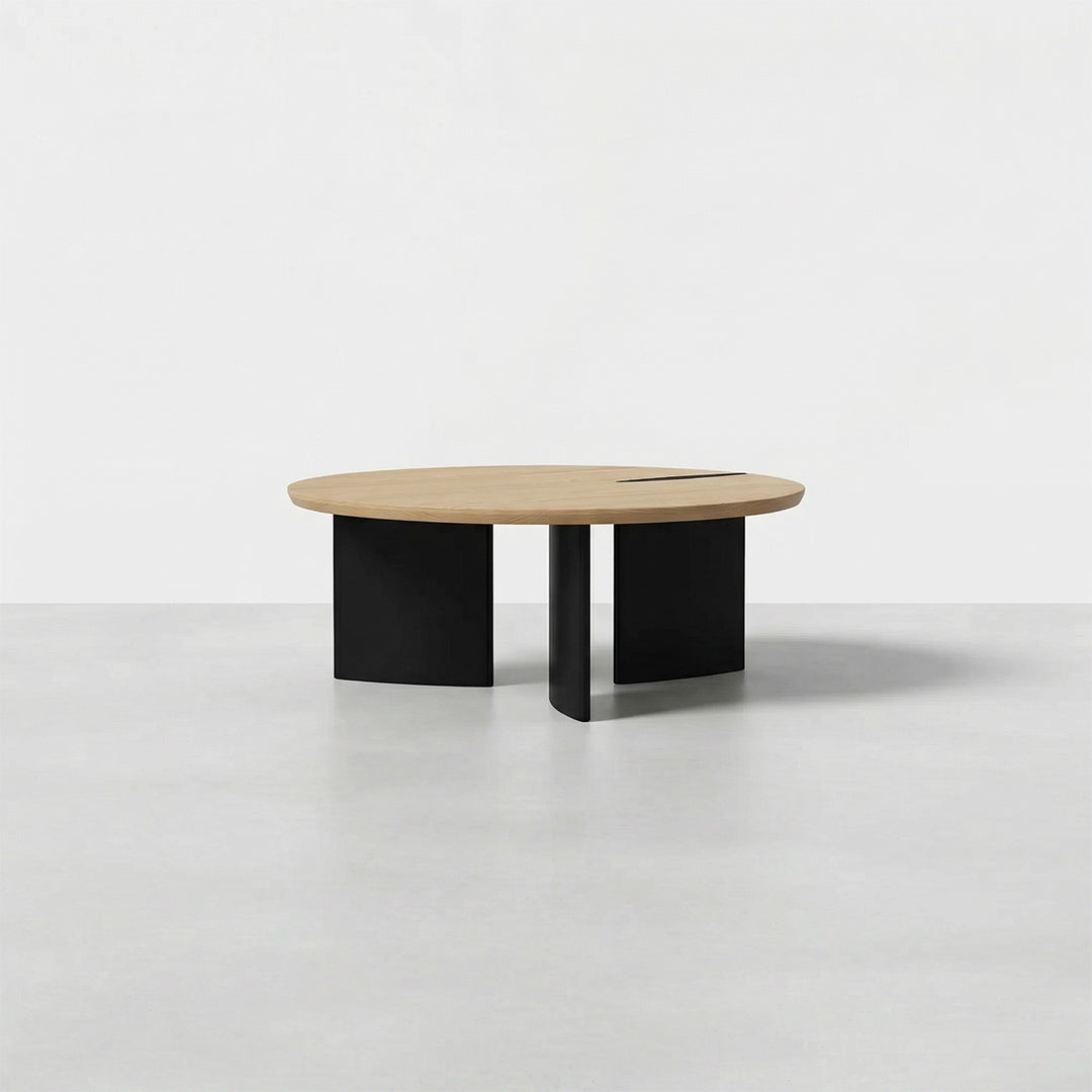 Coffee Table Set, French Retro Solid Ash Wood Round Nesting Tables, Mid-Century Modern Side Tables for Small Spaces, Nordic Compact Circular Living Room Bedroom Decor