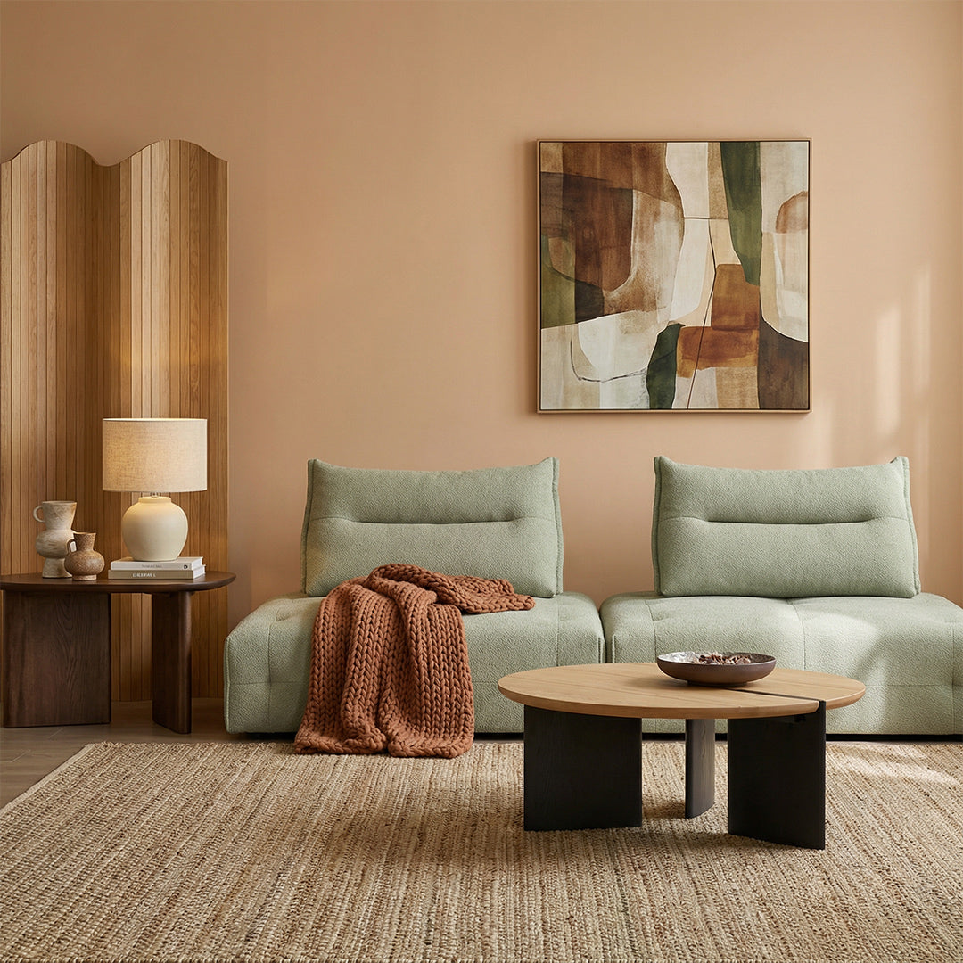 Coffee Table Set, French Retro Solid Ash Wood Round Nesting Tables, Mid-Century Modern Side Tables for Small Spaces, Nordic Compact Circular Living Room Bedroom Decor