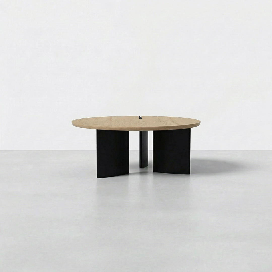 Coffee Table Set, French Retro Solid Ash Wood Round Nesting Tables, Mid-Century Modern Side Tables for Small Spaces, Nordic Compact Circular Living Room Bedroom Decor