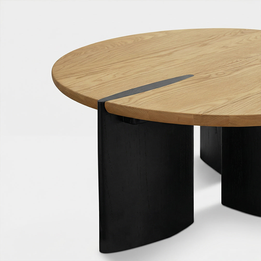Coffee Table Set, French Retro Solid Ash Wood Round Nesting Tables, Mid-Century Modern Side Tables for Small Spaces, Nordic Compact Circular Living Room Bedroom Decor