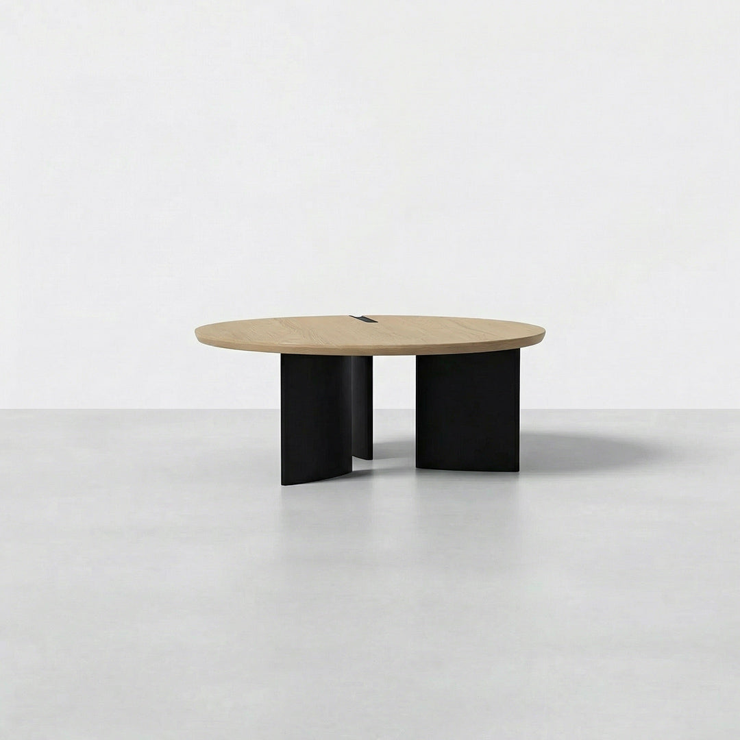 Coffee Table Set, French Retro Solid Ash Wood Round Nesting Tables, Mid-Century Modern Side Tables for Small Spaces, Nordic Compact Circular Living Room Bedroom Decor