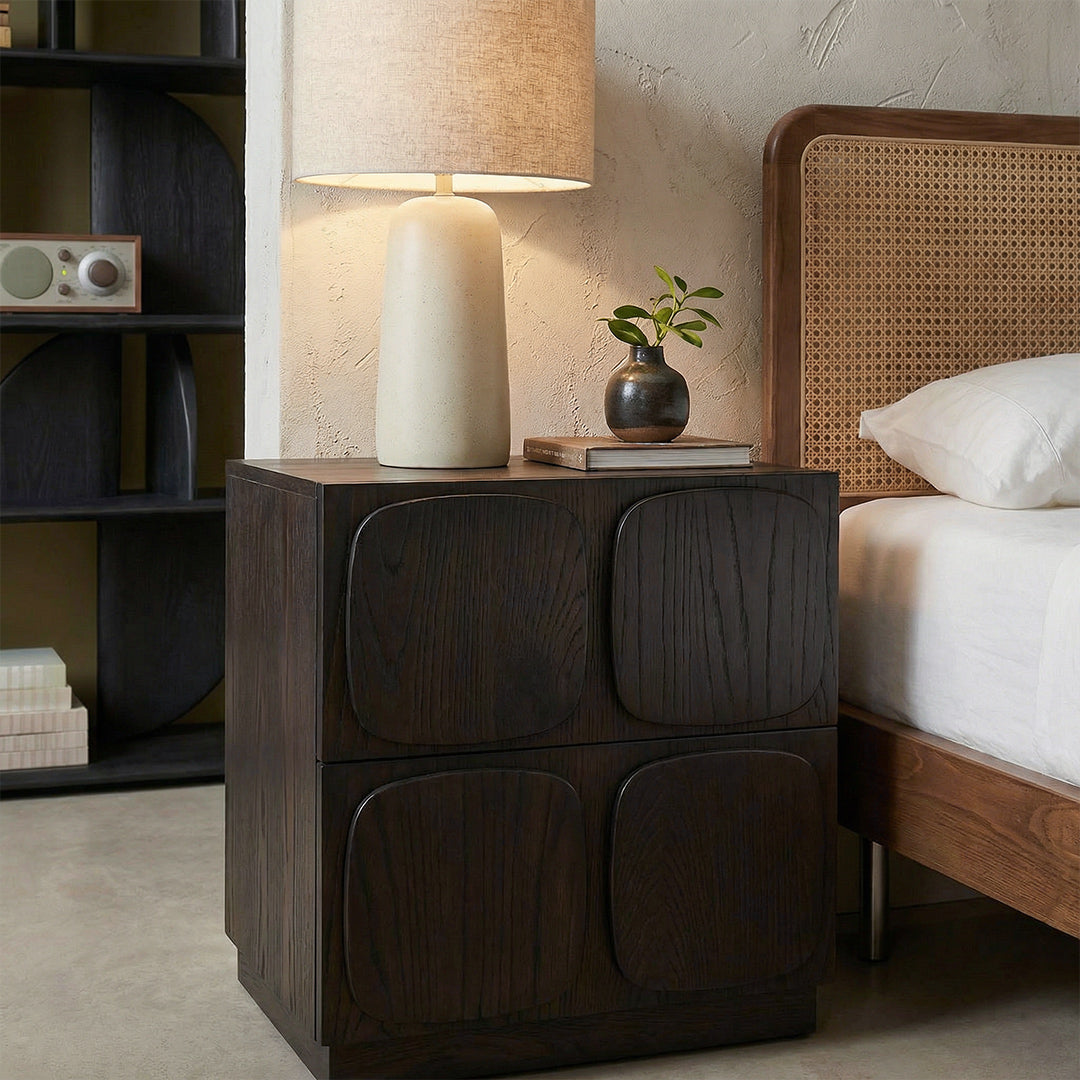 Mid-Century Modern Solid Wood Storage Cabinet, Vintage Modular Side Cabinet, Free Combination Black Accent Cabinet for Living Room Bedroom