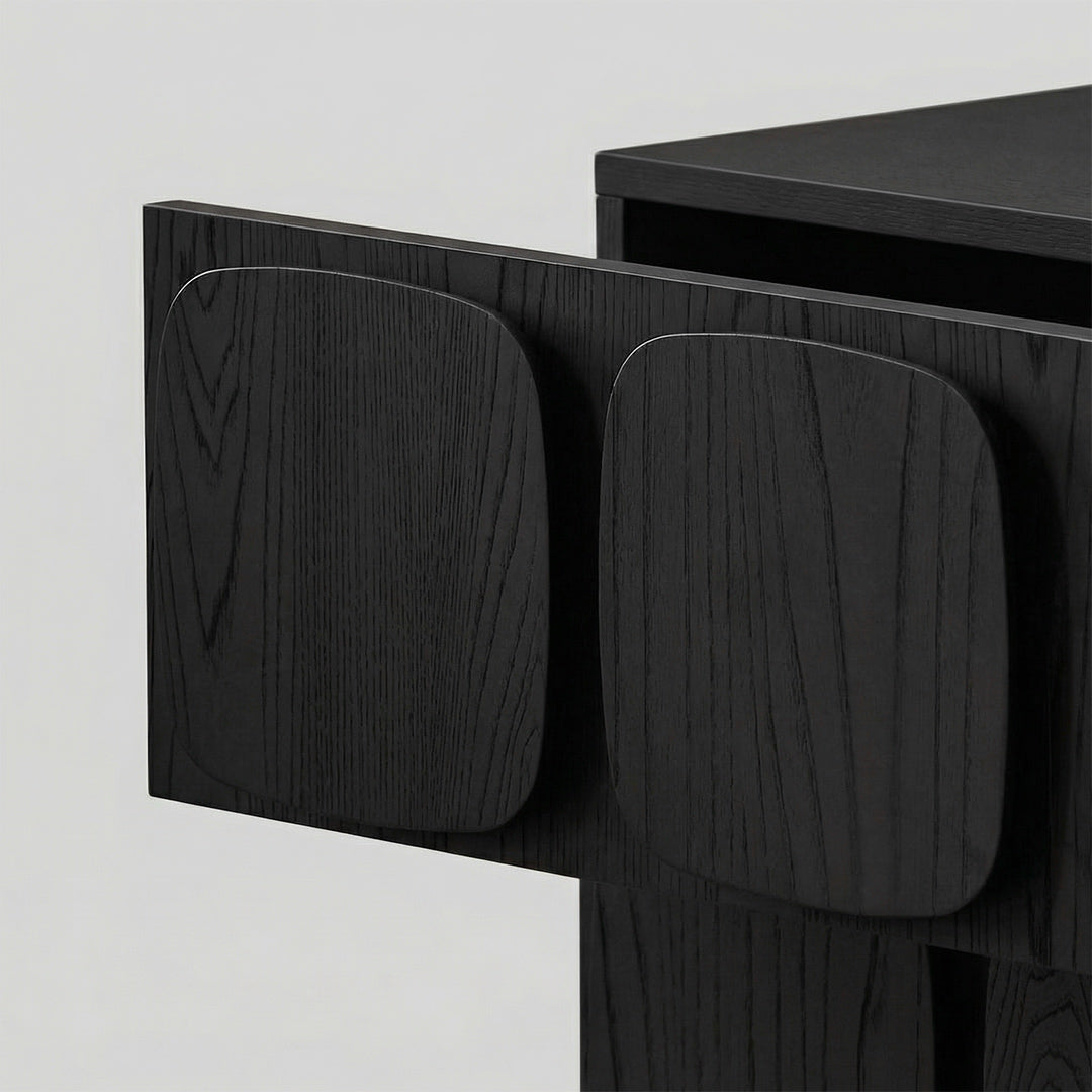 Mid-Century Modern Solid Wood Storage Cabinet, Vintage Modular Side Cabinet, Free Combination Black Accent Cabinet for Living Room Bedroom