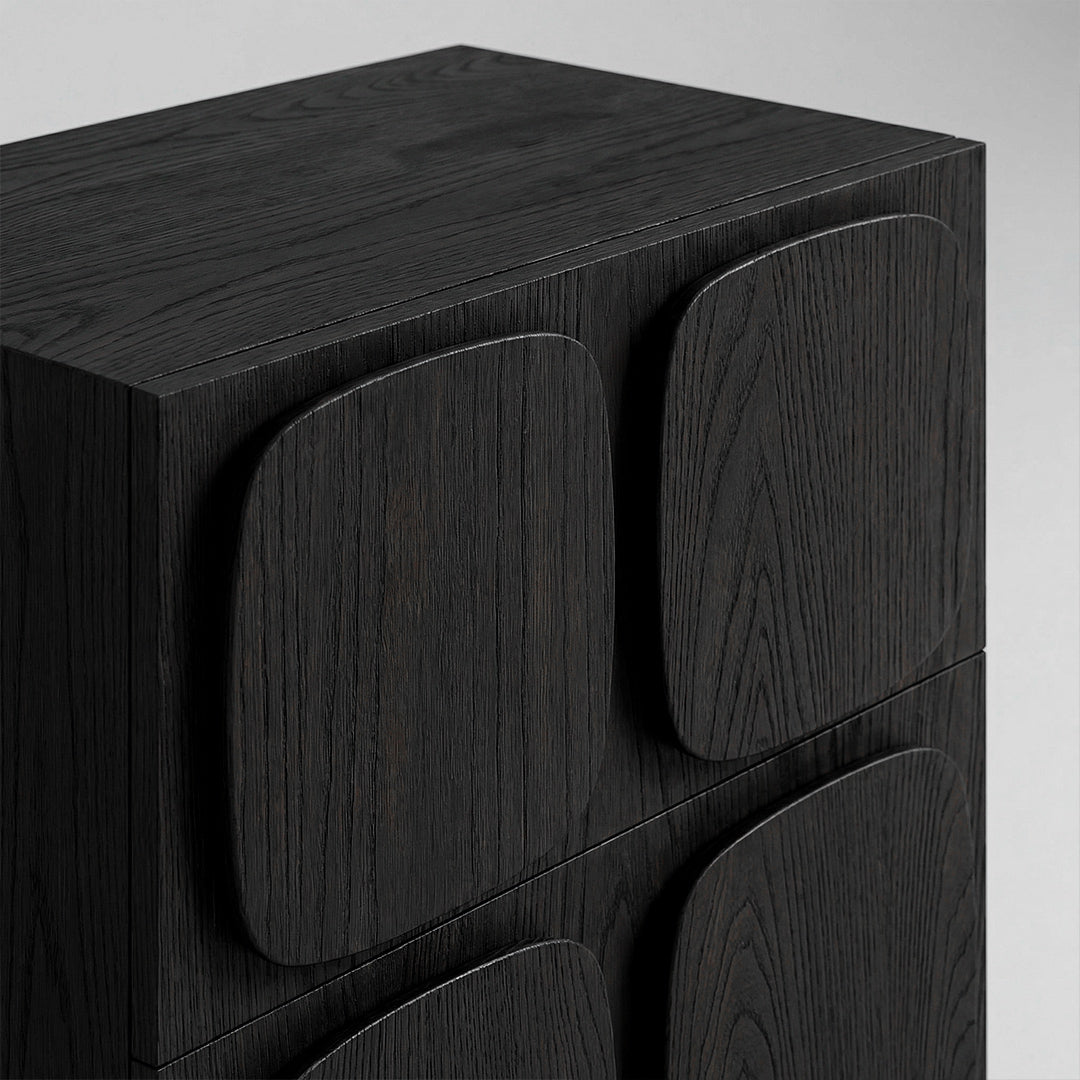Mid-Century Modern Solid Wood Storage Cabinet, Vintage Modular Side Cabinet, Free Combination Black Accent Cabinet for Living Room Bedroom