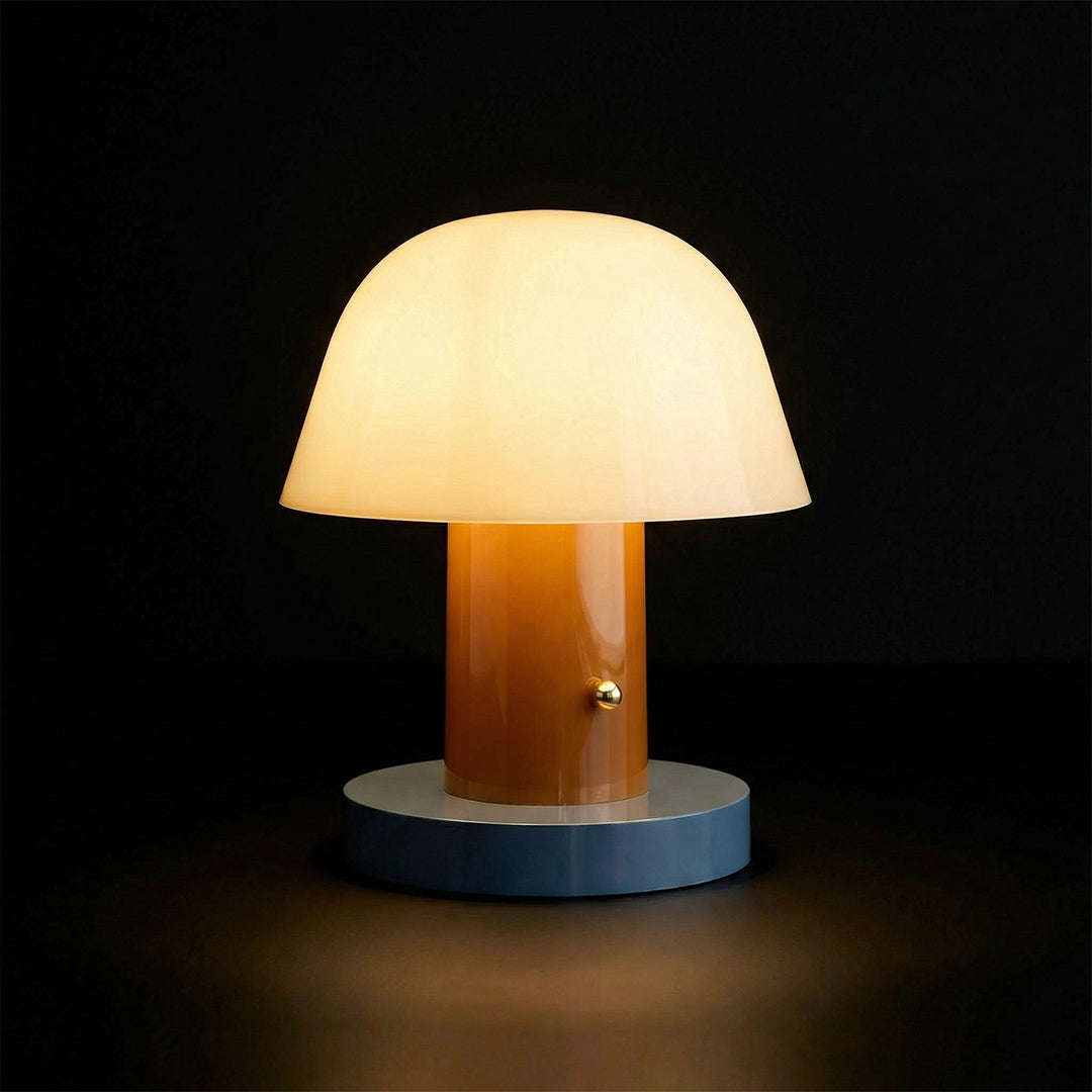 Nordic Retro Mushroom Table Lamp, Touch Control Dimmable LED Night Light, USB Rechargeable Portable Bedside Lamp for Bedroom Home Decor