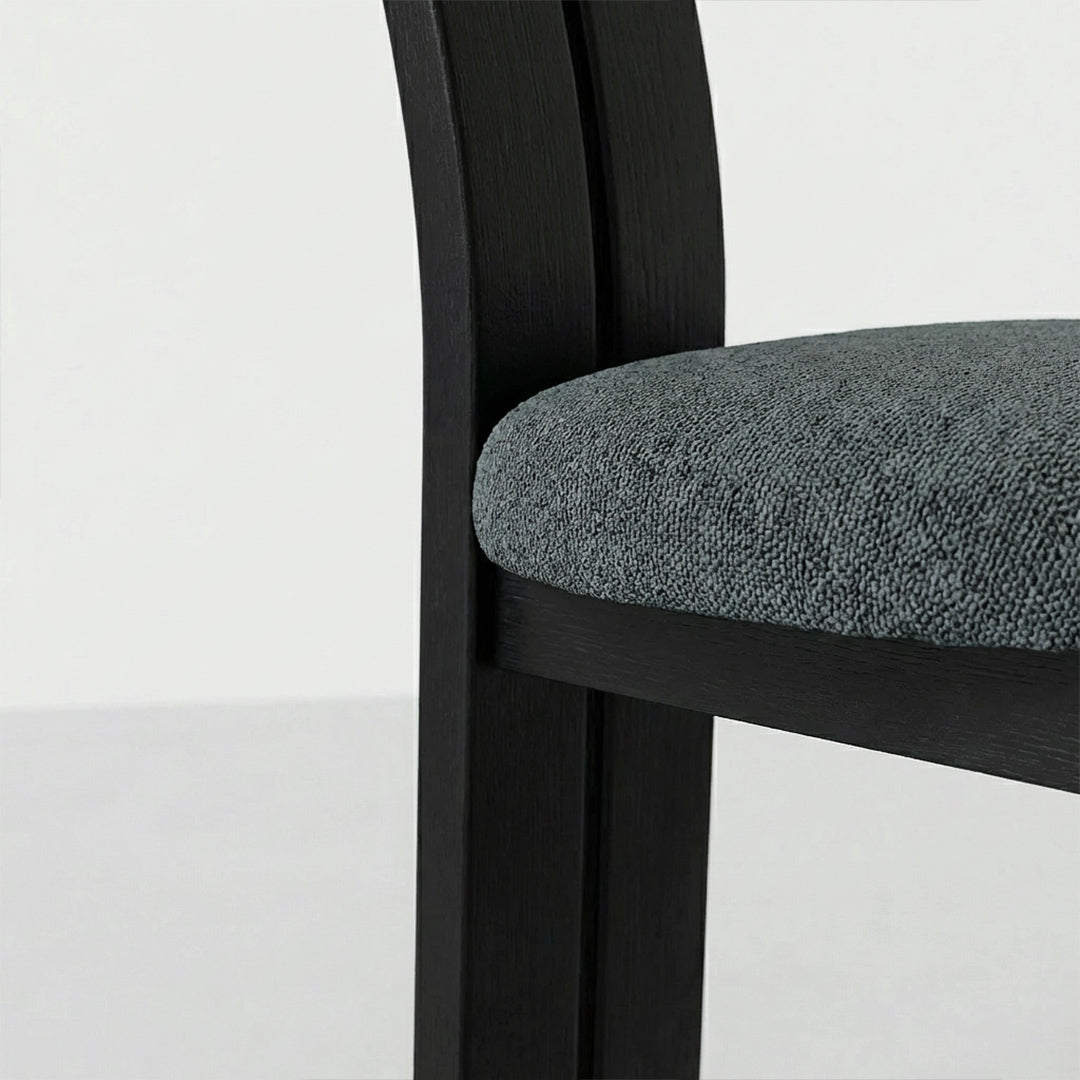 French Retro Key-Back Dining Chair, Mid-Century Modern Solid Wood Accent Chair, Upholstered Fabric Side Chair for Dining Room