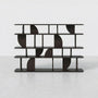 Brussels Mid-Century Bookshelf, Black Solid Ash Wood Floor-Standing Display Shelf, Irregular Designer Wall Unit for Living Room