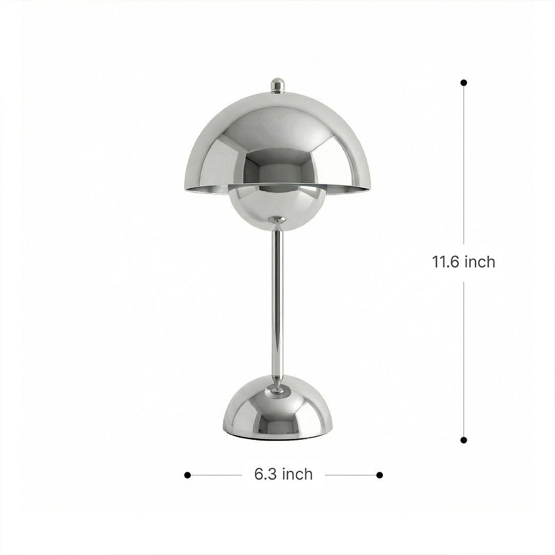 Danish Retro Flower Bud Table Lamp, VP9 Style Nordic Designer LED Lamp, Touch Dimmable USB Rechargeable Cordless Bedside Lamp for Bedroom