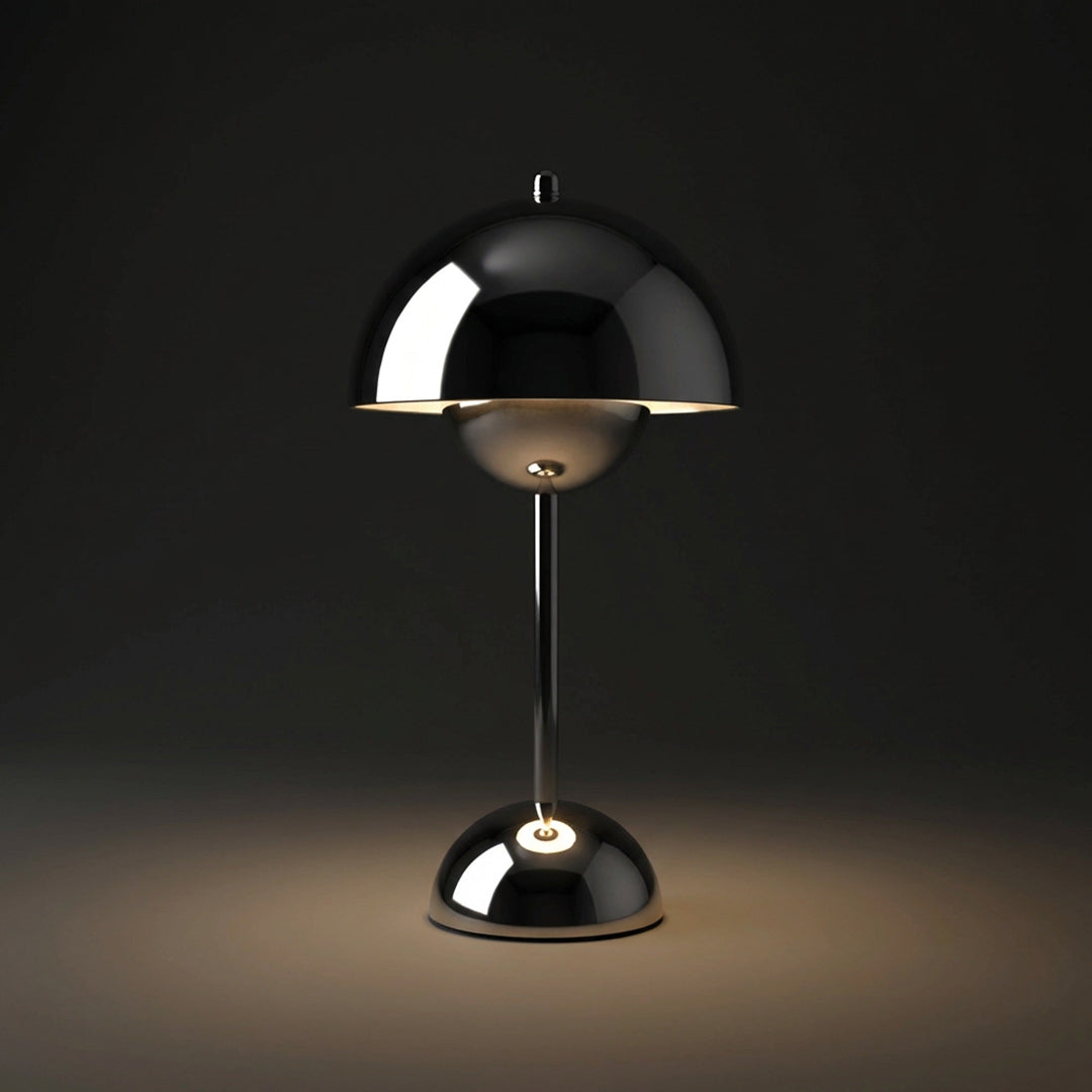 Danish Retro Flower Bud Table Lamp, VP9 Style Nordic Designer LED Lamp, Touch Dimmable USB Rechargeable Cordless Bedside Lamp for Bedroom