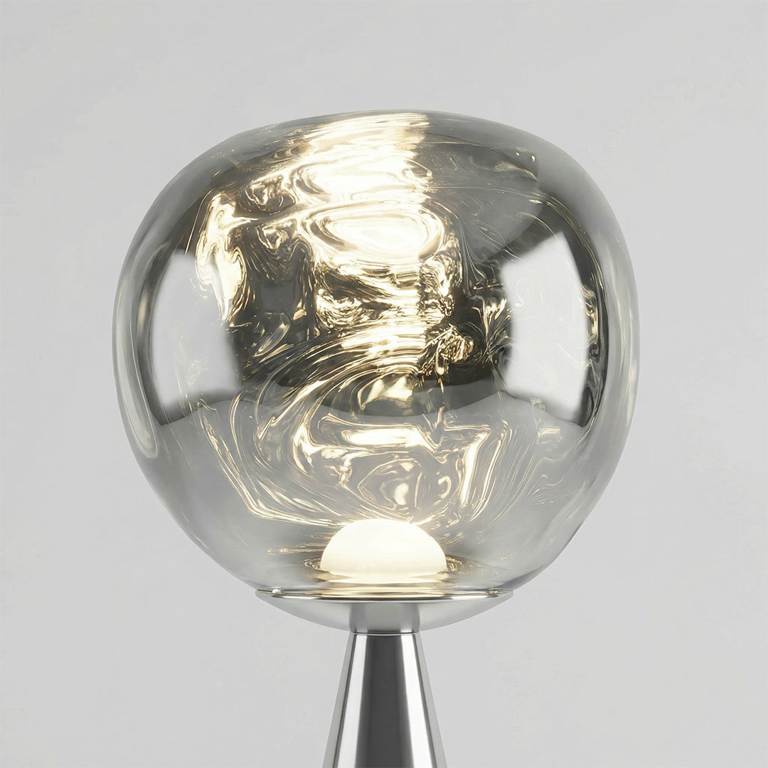 Lava Art LED Table Lamp, Tom Dixon Style Rechargeable Cordless Ambient Light, Electroplated Touch Dimmable Bedside Lamp