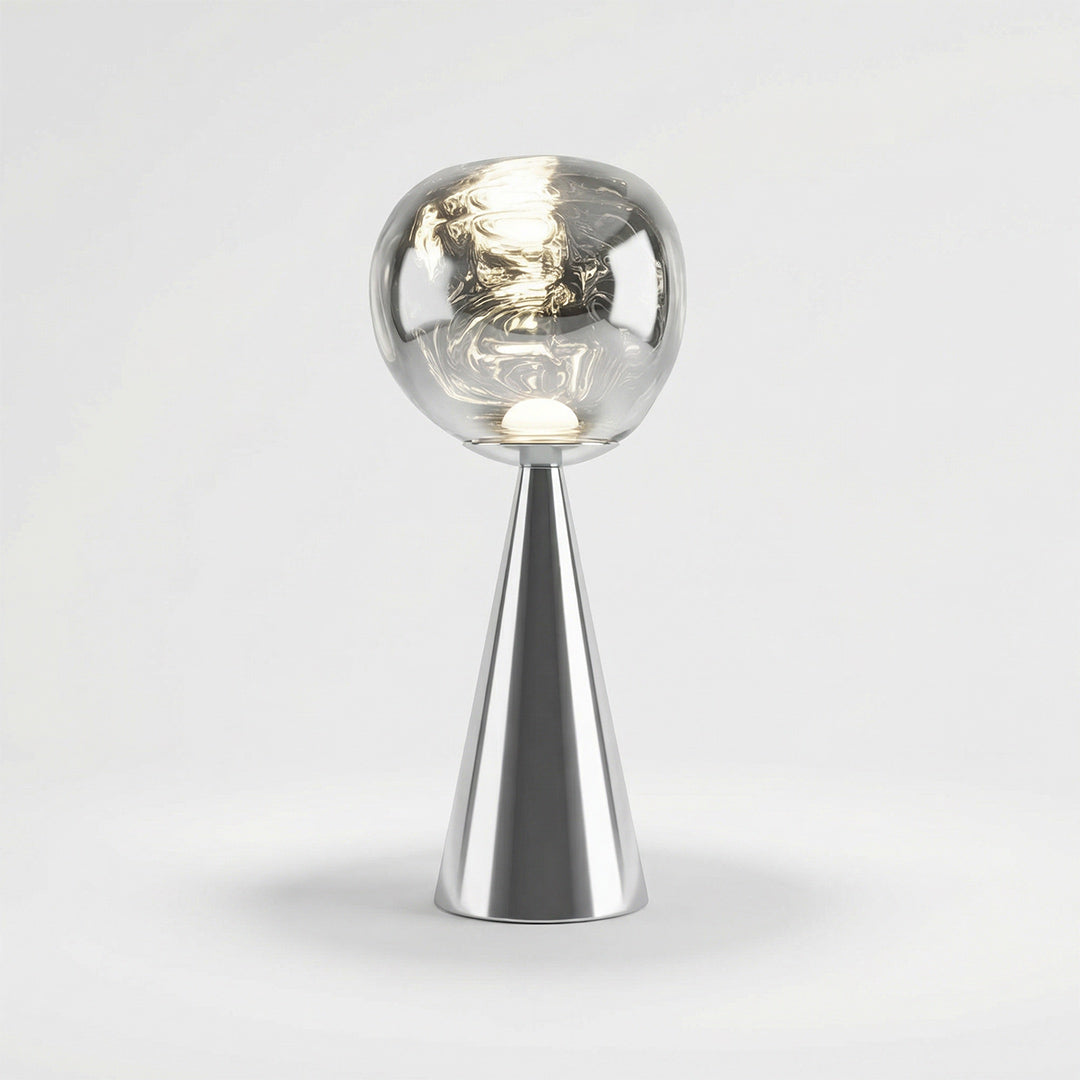 Lava Art LED Table Lamp, Tom Dixon Style Rechargeable Cordless Ambient Light, Electroplated Touch Dimmable Bedside Lamp