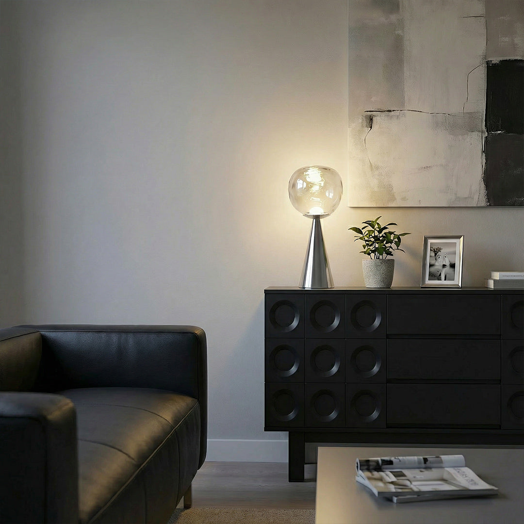 Lava Art LED Table Lamp, Tom Dixon Style Rechargeable Cordless Ambient Light, Electroplated Touch Dimmable Bedside Lamp