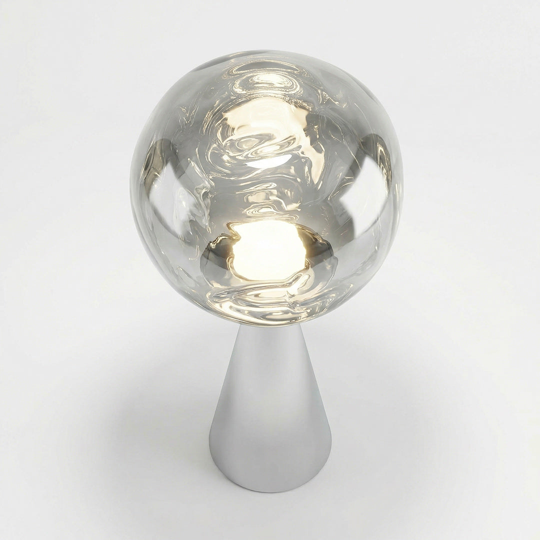 Lava Art LED Table Lamp, Tom Dixon Style Rechargeable Cordless Ambient Light, Electroplated Touch Dimmable Bedside Lamp