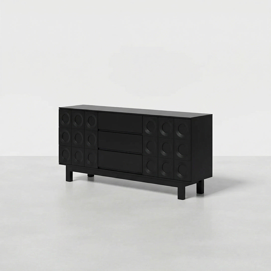 Mid-Century Solid Wood Sideboard, White Oak Wood Buffet Cabinet, Retro Storage Console for Living Room & Dining Room
