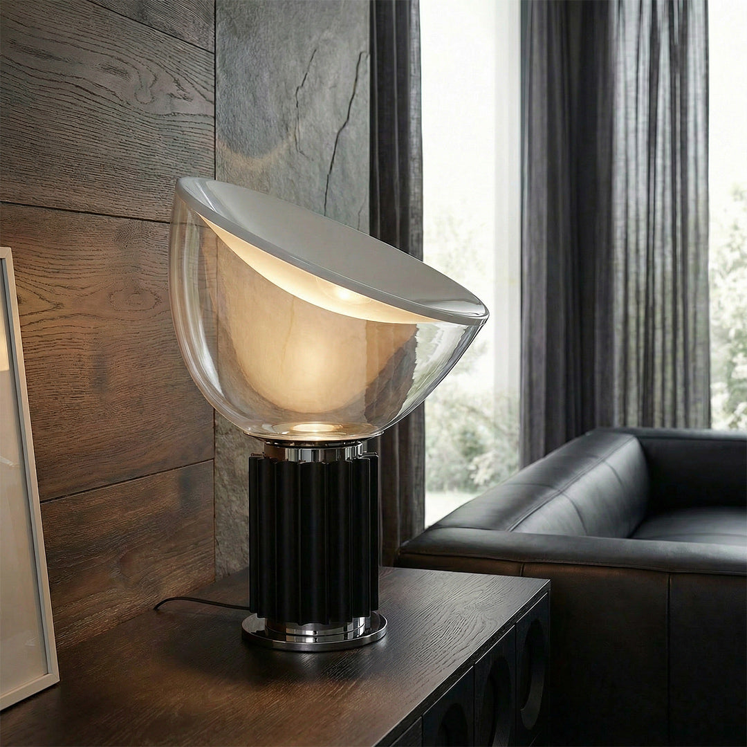 Italian Designer Taccia Radar Table Lamp, Postmodern Glass Bedside Lamp, Luxury Accent Light for Living Room Bedroom