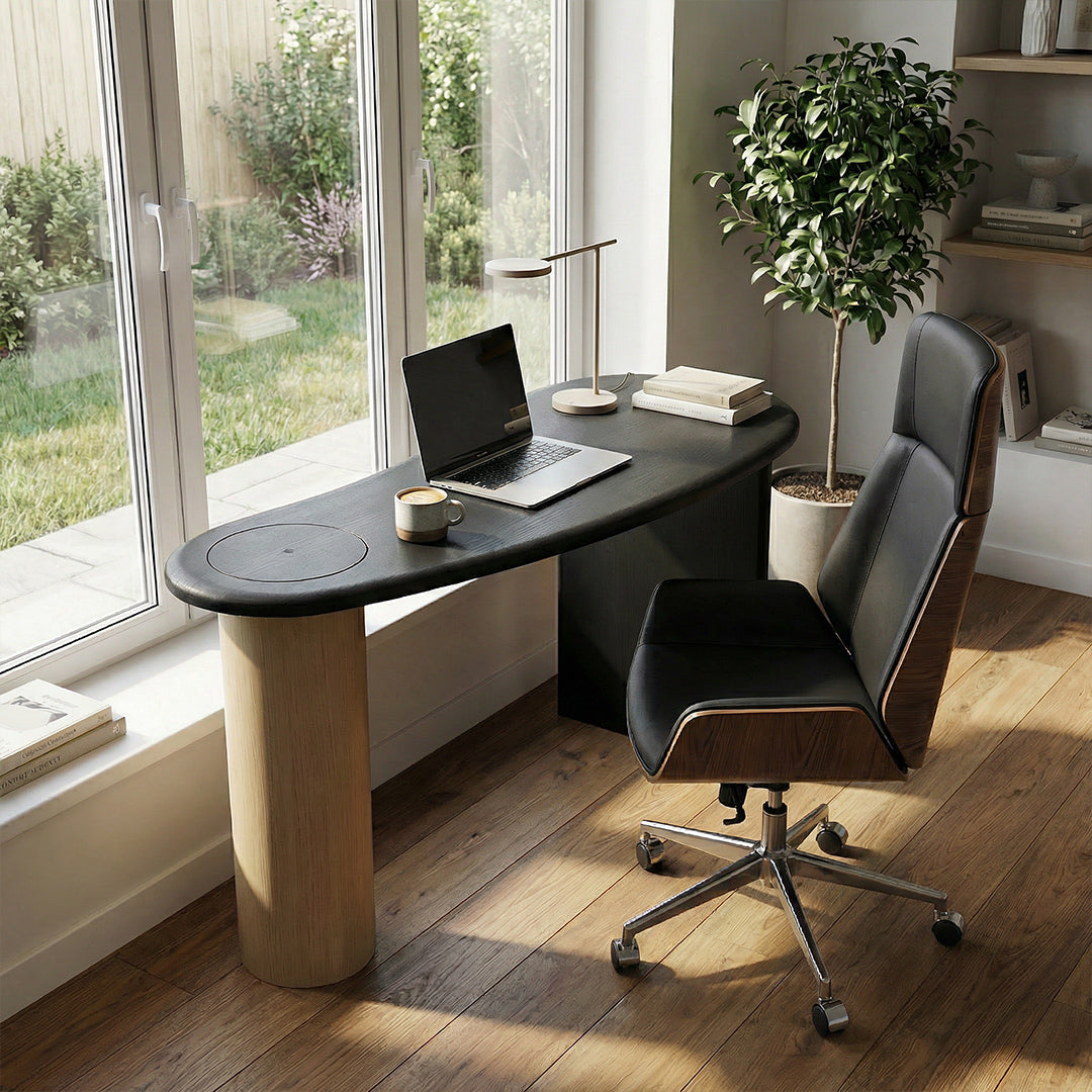 Designer Desk, Minimalist Home Office Table, Spacious Solid Wood Study Desk for Bedroom & Study Room