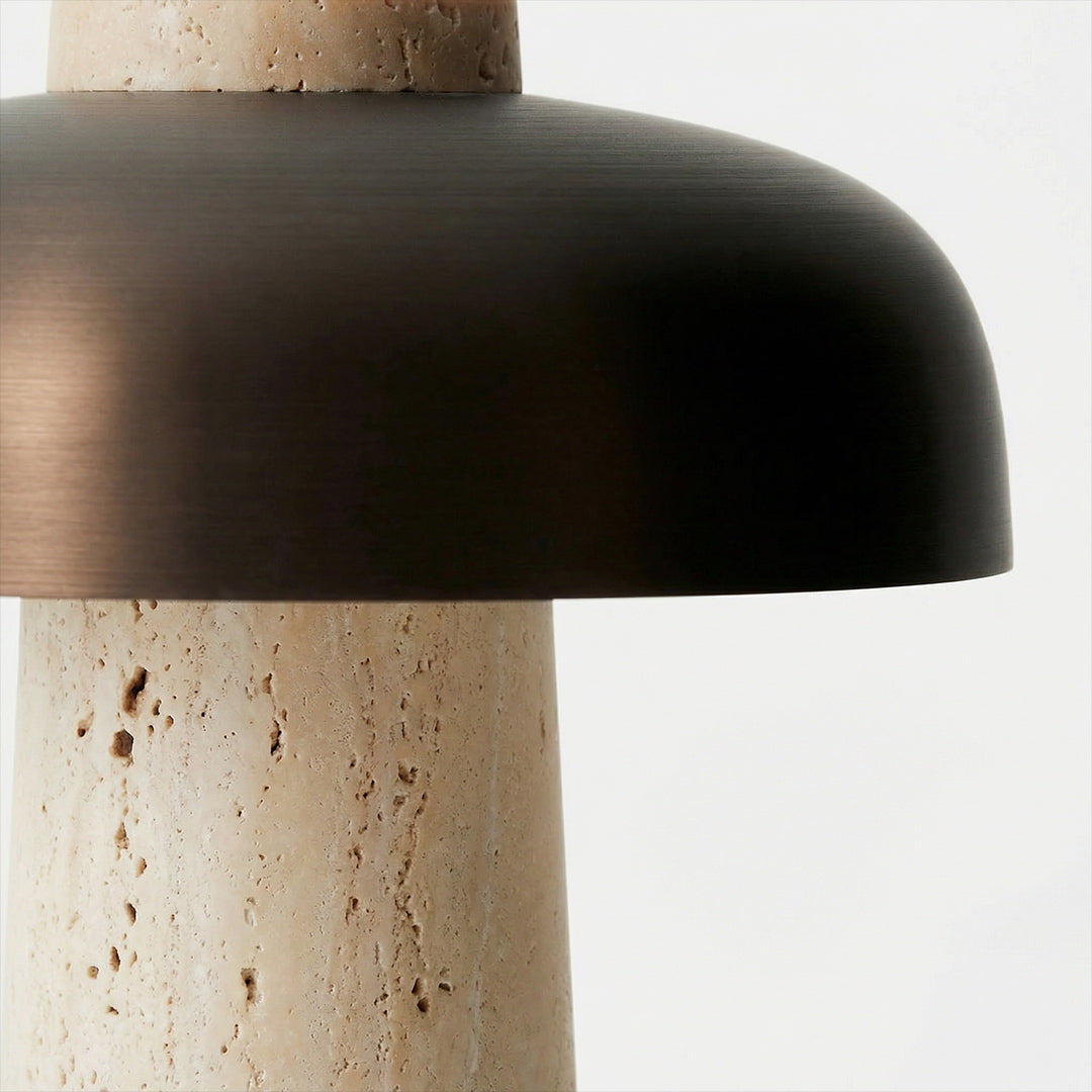 Mid-Century Mushroom Table Lamp, Nordic Travertine Bedside Lamp, Rechargeable Retro LED Night Light for Bedroom Living Room
