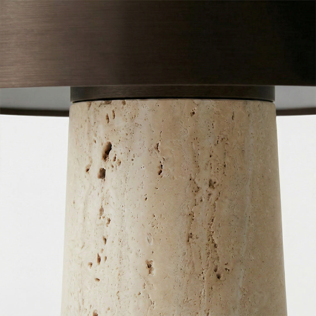 Mid-Century Mushroom Table Lamp, Nordic Travertine Bedside Lamp, Rechargeable Retro LED Night Light for Bedroom Living Room