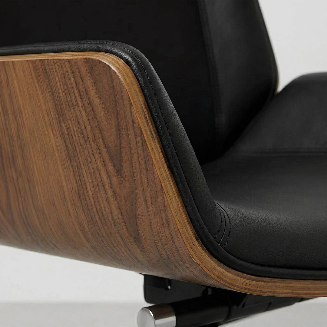 Comfortable Ergonomic Office Chair with Solid Wood Base, Nordic Style Adjustable Swivel Desk Chair for Study & Work