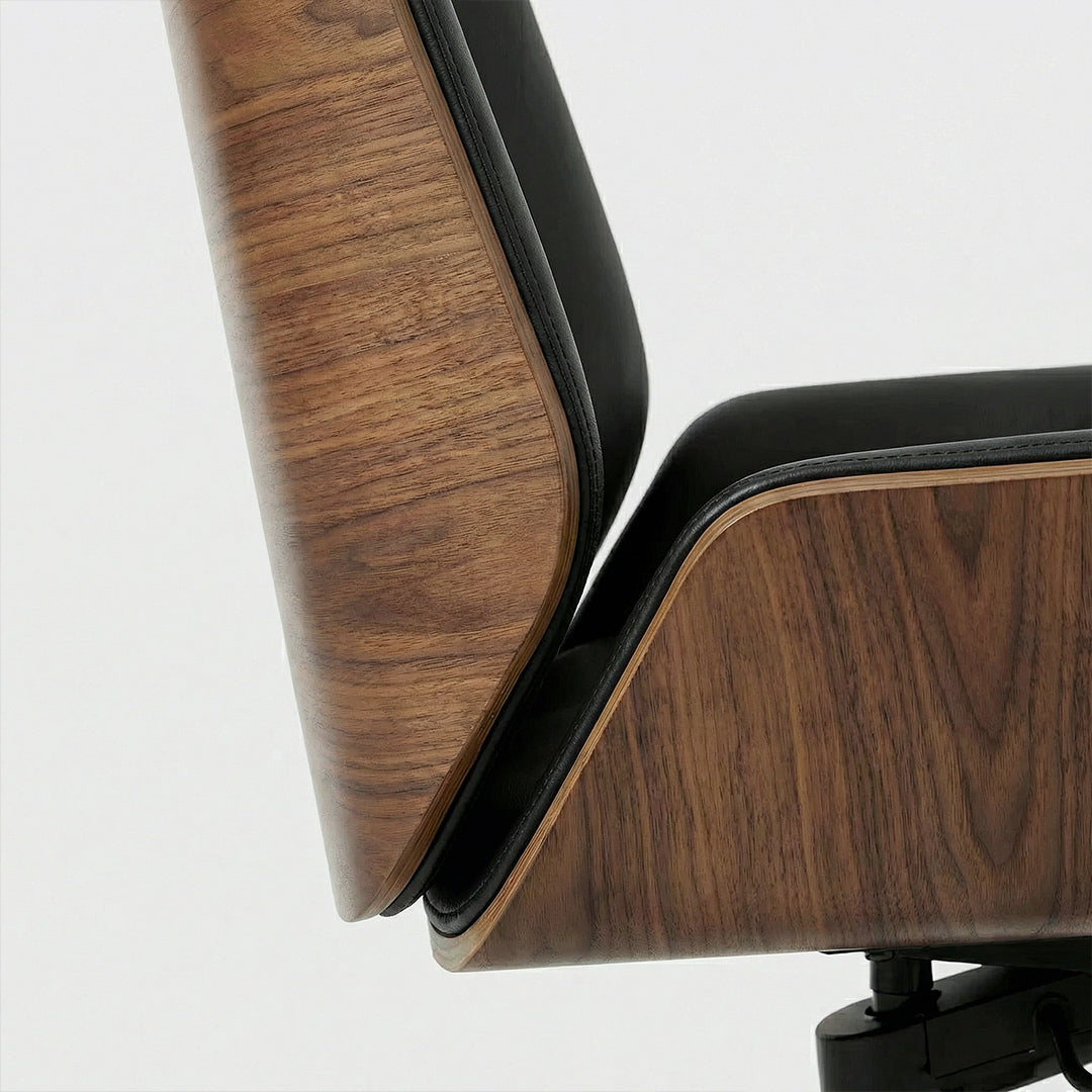 Comfortable Ergonomic Office Chair with Solid Wood Base, Nordic Style Adjustable Swivel Desk Chair for Study & Work