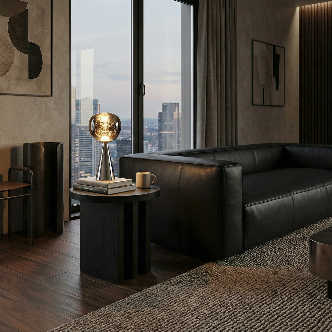 Nordic Luxury Round Coffee Table, Modern Minimalist Solid Wood & Iron Coffee Table for Small Space Living Room