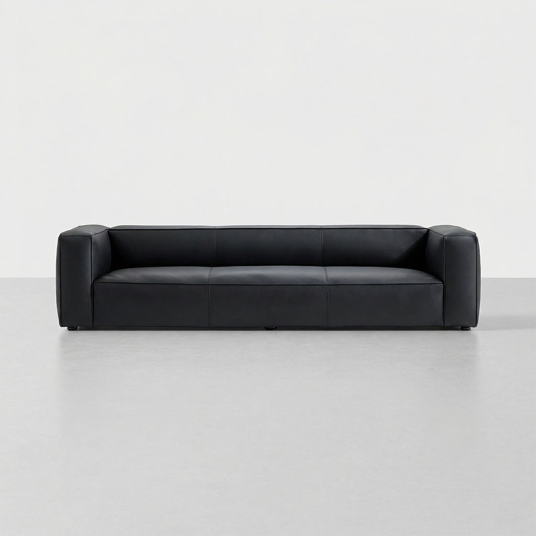 Mid-Century Modern Top-Grain Leather Sofa, Turner Retro Designer Couch, Full Leather Removable Sofa