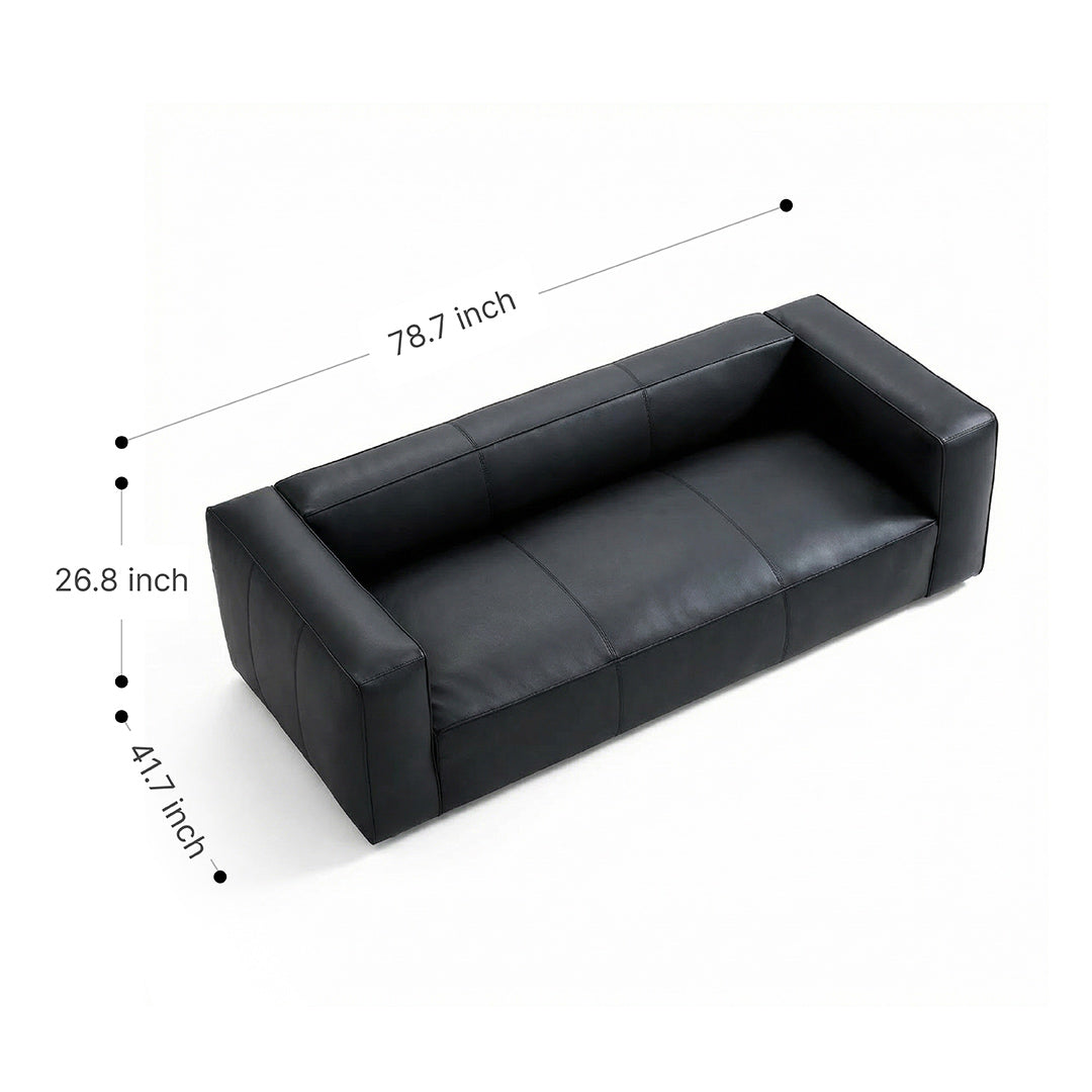 Mid-Century Modern Top-Grain Leather Sofa, Turner Retro Designer Couch, Full Leather Removable Sofa