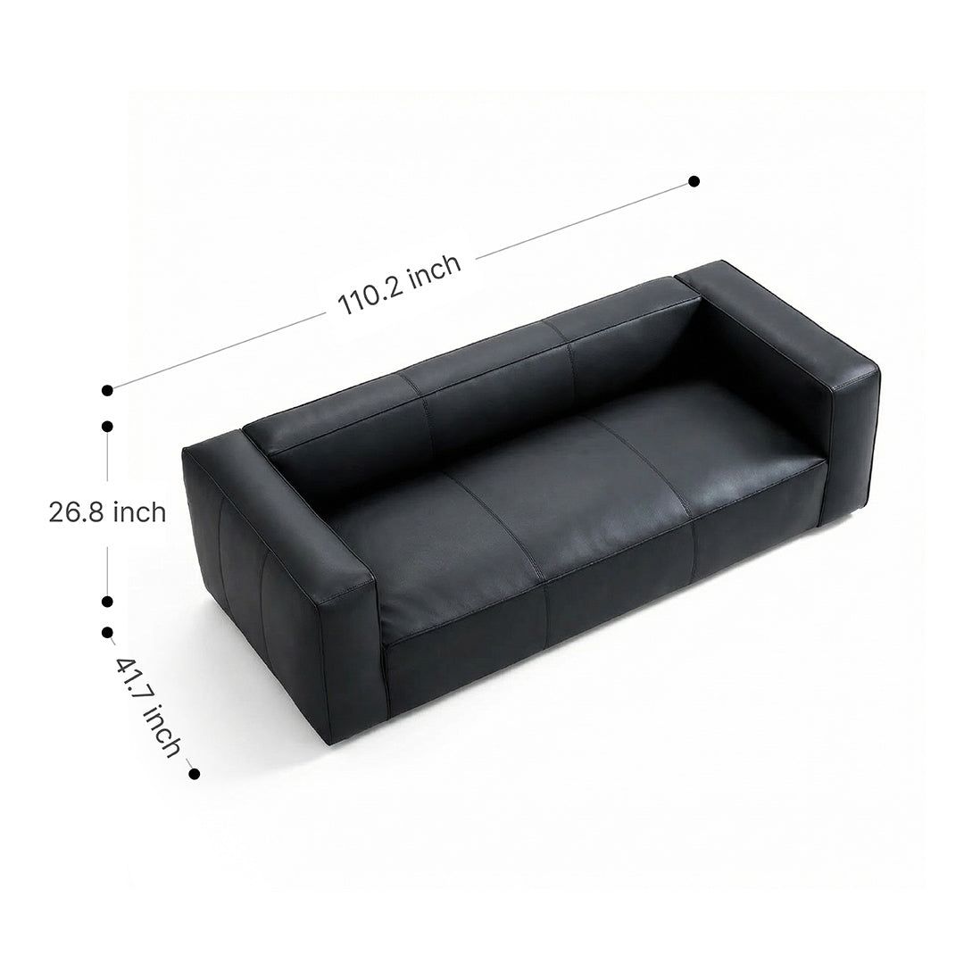 Mid-Century Modern Top-Grain Leather Sofa, Turner Retro Designer Couch, Full Leather Removable Sofa