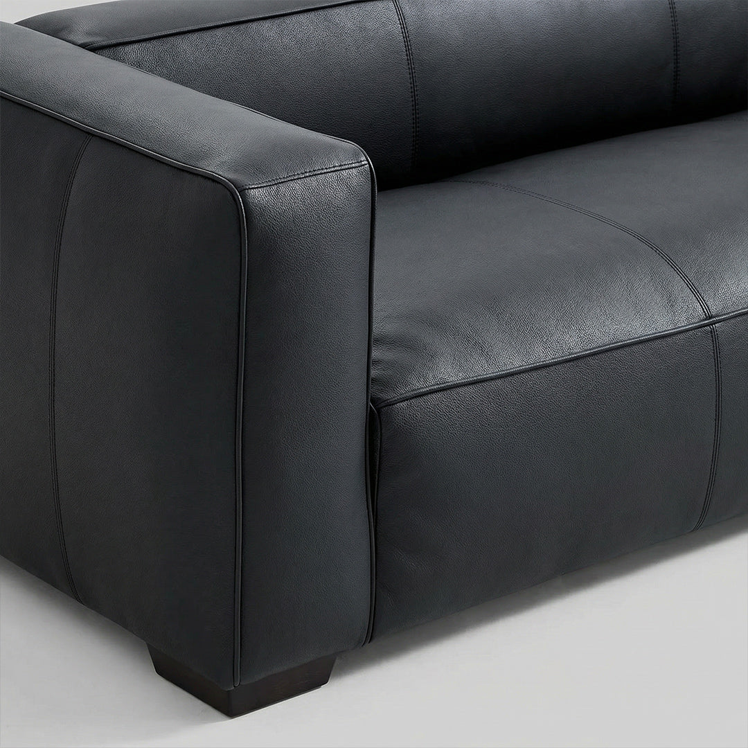 Mid-Century Modern Top-Grain Leather Sofa, Turner Retro Designer Couch, Full Leather Removable Sofa