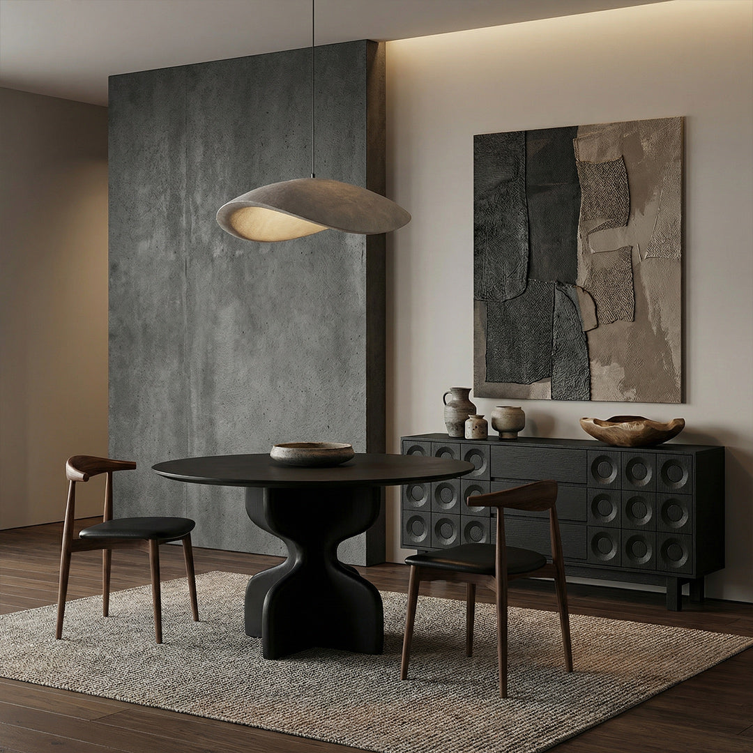 Baroque French Retro Round Dining Table, Fan-Shaped Wood Inlay Solid Wood Black Table, Designer Style for Small Space Kitchen Living Room