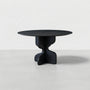 Baroque French Retro Round Dining Table, Fan-Shaped Wood Inlay Solid Wood Black Table, Designer Style for Small Space Kitchen Living Room