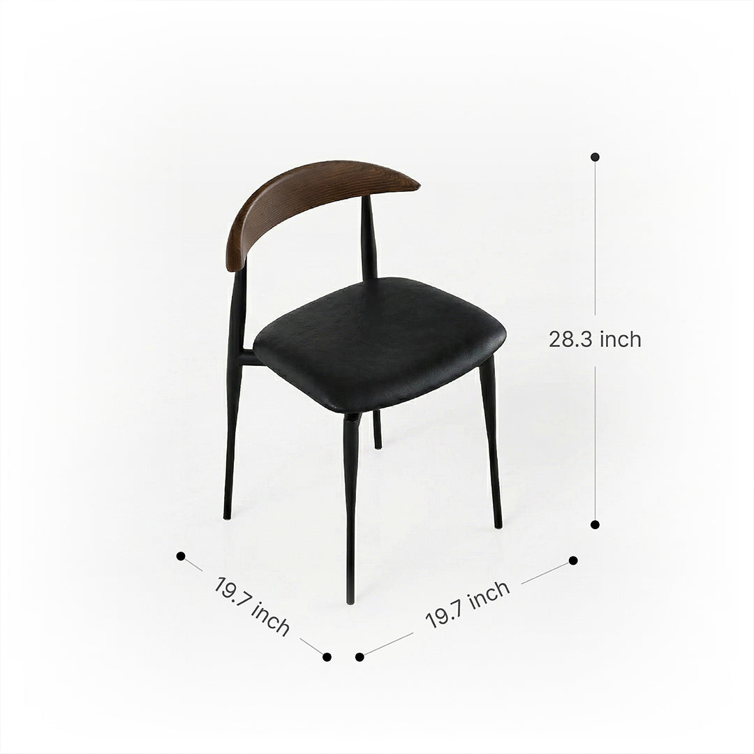 Mid-Century Retro UTO Side Chair, FAS Solid Ash Wood Frame, SGS Eco-Friendly Paint Leather Cushion Dining Chair for Home Office