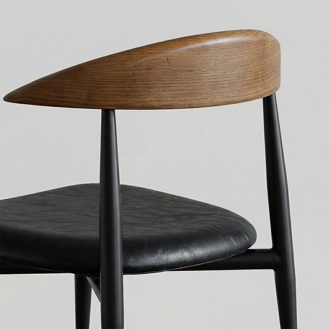 Mid-Century Retro UTO Side Chair, FAS Solid Ash Wood Frame, SGS Eco-Friendly Paint Leather Cushion Dining Chair for Home Office