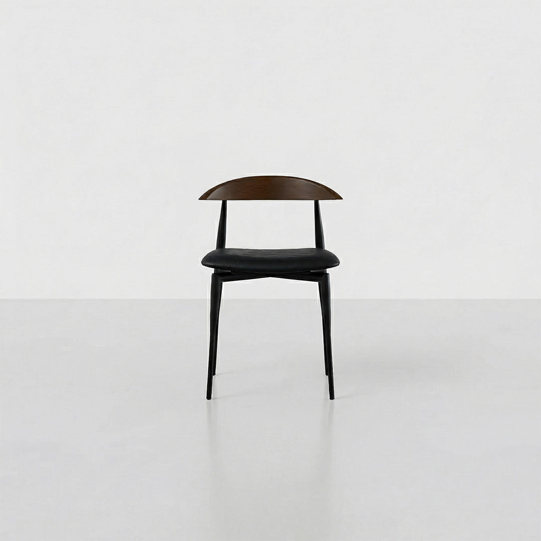 Mid-Century Retro UTO Side Chair, FAS Solid Ash Wood Frame, SGS Eco-Friendly Paint Leather Cushion Dining Chair for Home Office