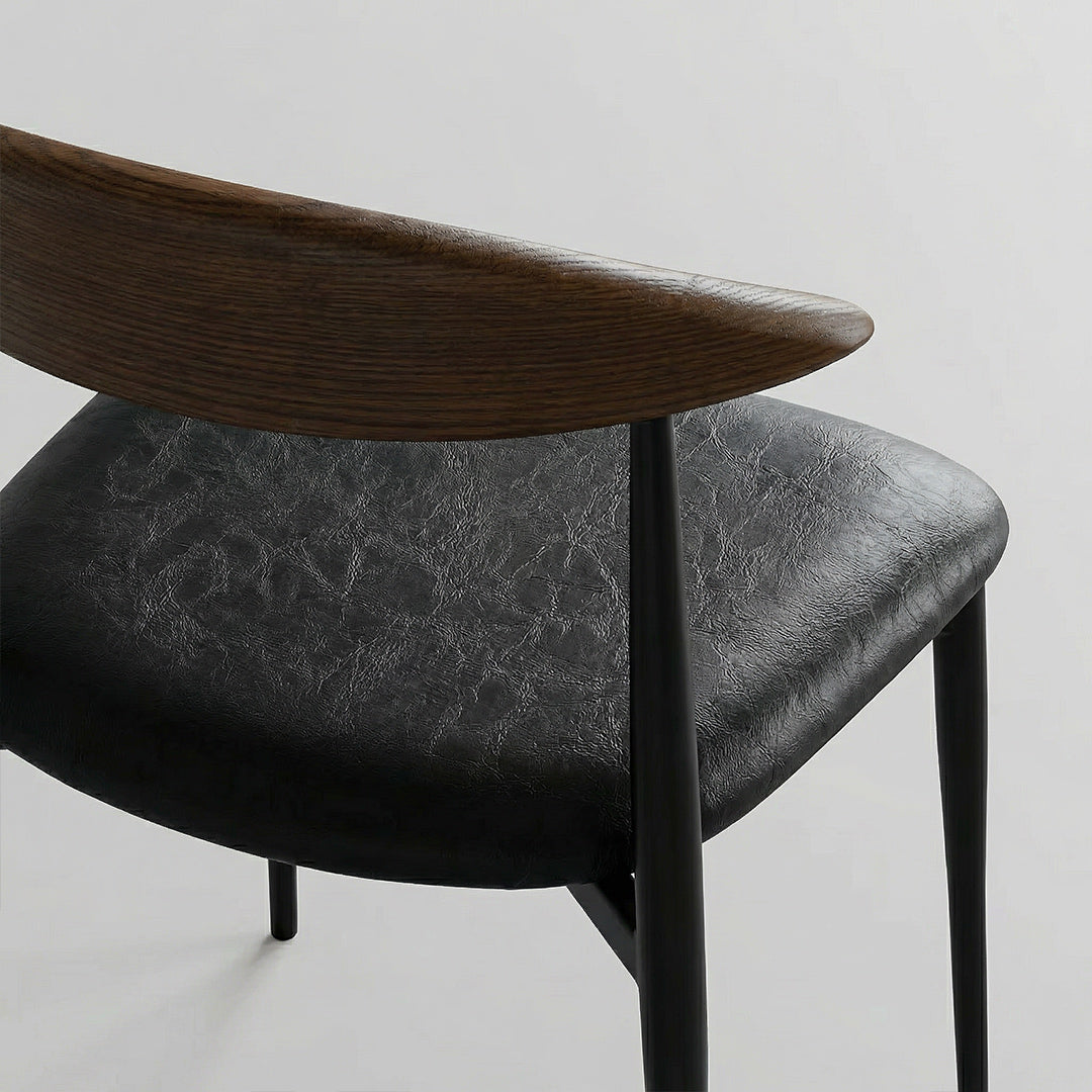 Mid-Century Retro UTO Side Chair, FAS Solid Ash Wood Frame, SGS Eco-Friendly Paint Leather Cushion Dining Chair for Home Office