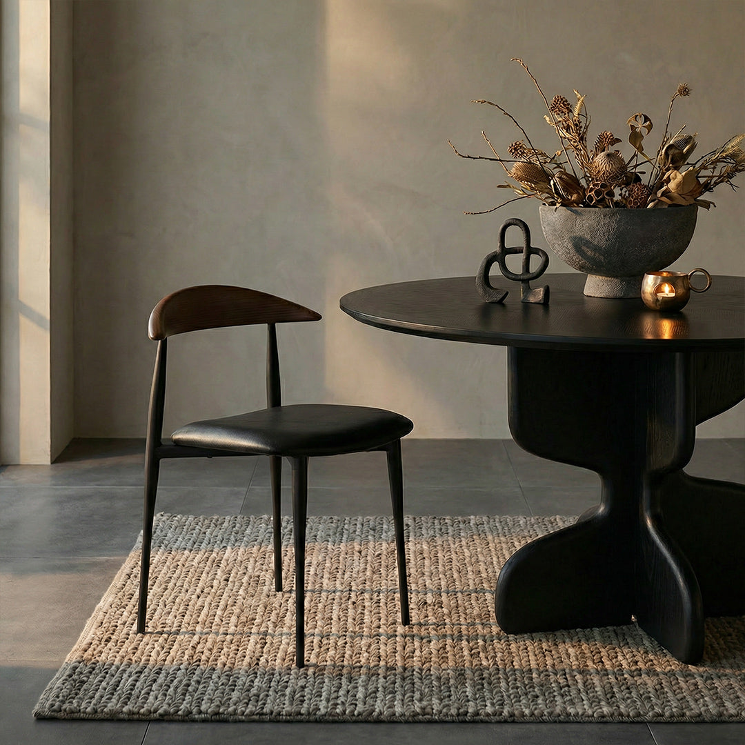 Mid-Century Retro UTO Side Chair, FAS Solid Ash Wood Frame, SGS Eco-Friendly Paint Leather Cushion Dining Chair for Home Office