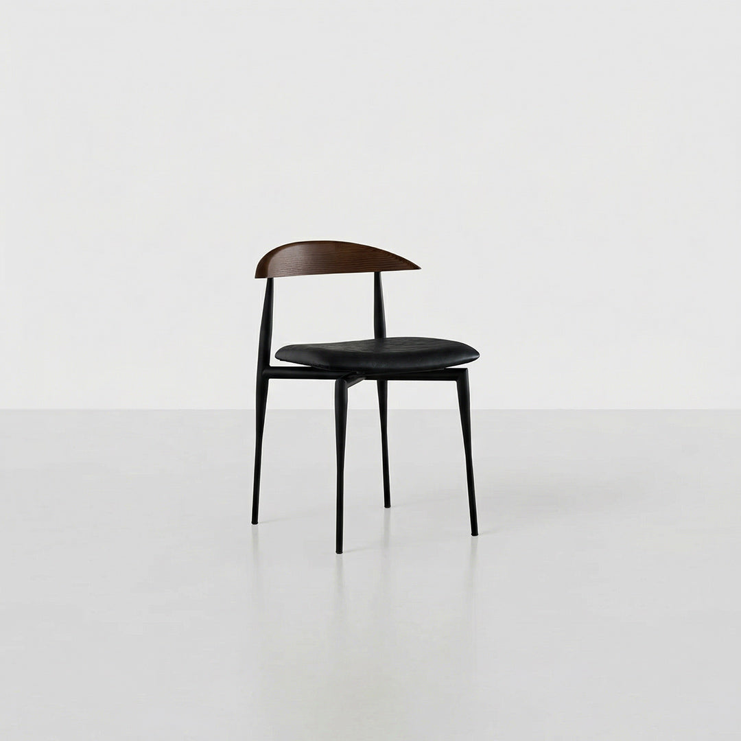 Mid-Century Retro UTO Side Chair, FAS Solid Ash Wood Frame, SGS Eco-Friendly Paint Leather Cushion Dining Chair for Home Office