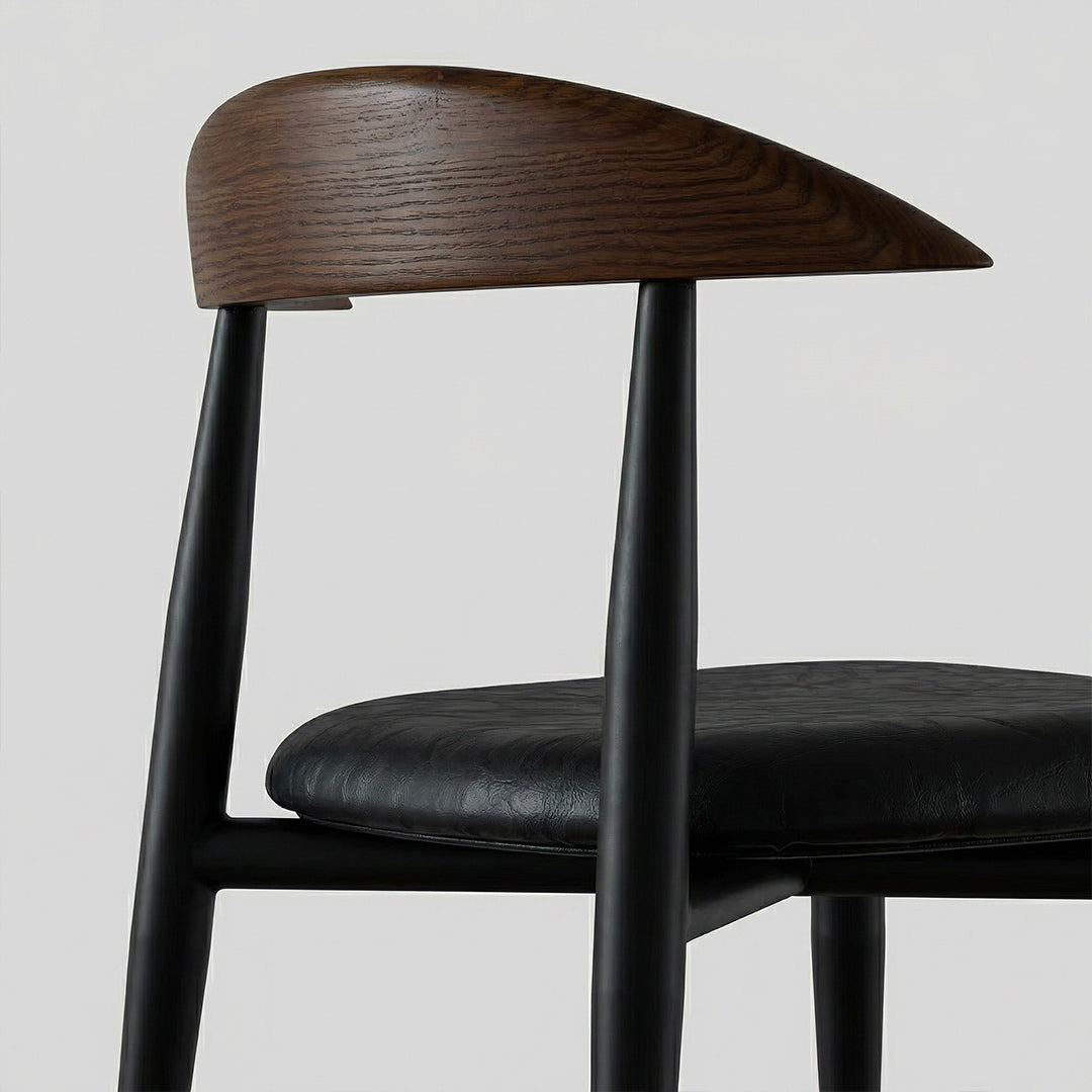 Mid-Century Retro UTO Side Chair, FAS Solid Ash Wood Frame, SGS Eco-Friendly Paint Leather Cushion Dining Chair for Home Office