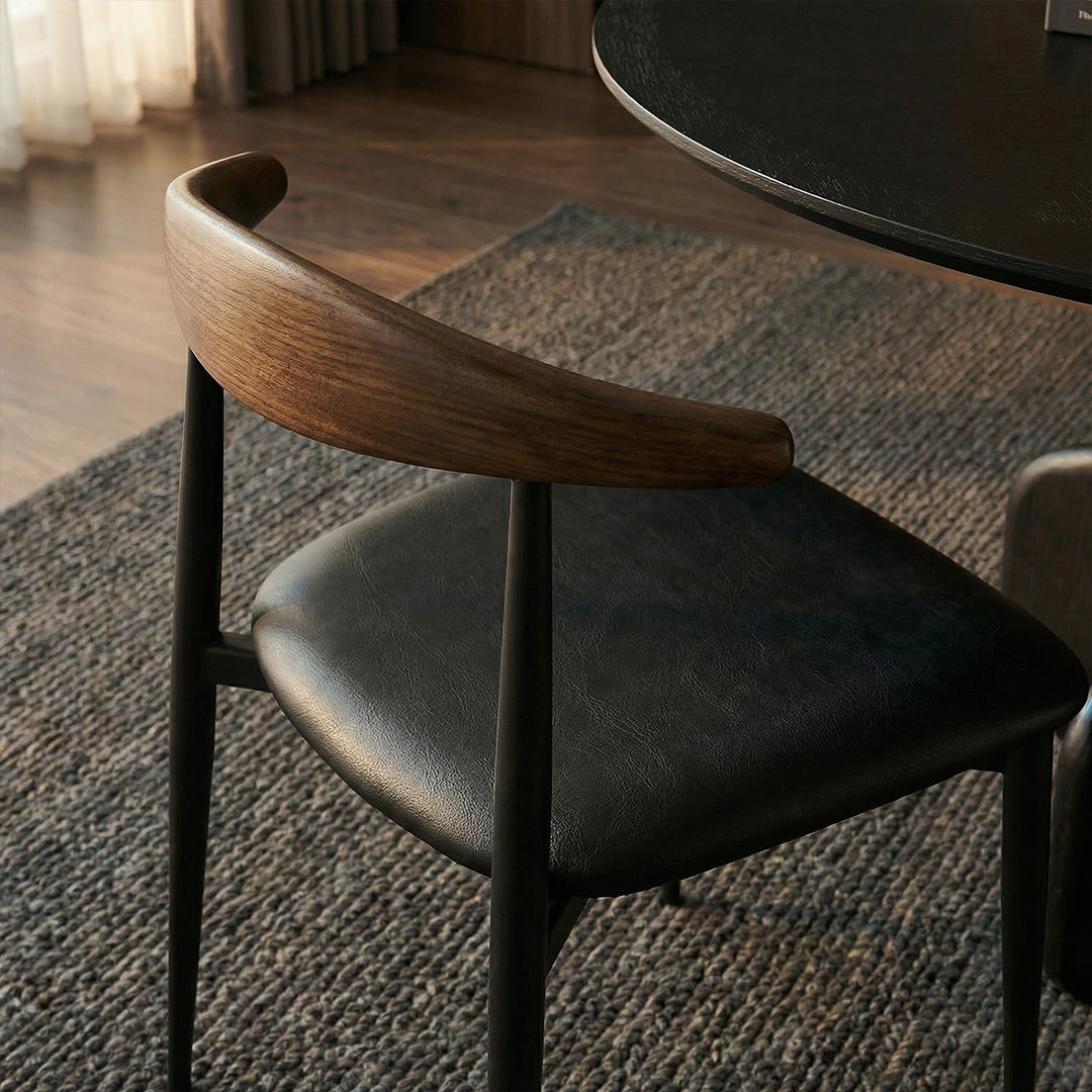 Mid-Century Retro UTO Side Chair, FAS Solid Ash Wood Frame, SGS Eco-Friendly Paint Leather Cushion Dining Chair for Home Office
