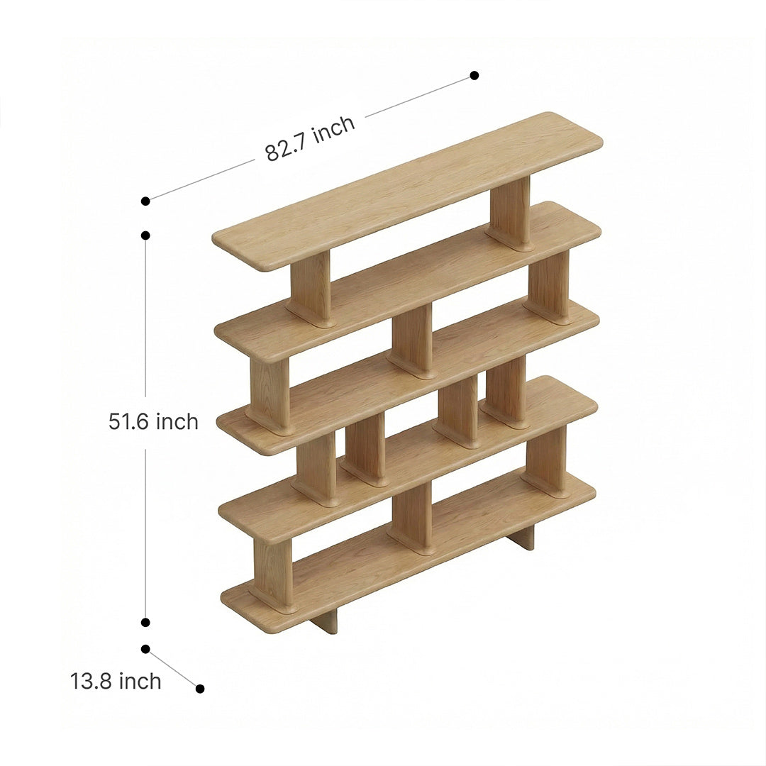 French Retro Solid Ash Wood Bookshelf, Wall-Leaning Floor Open Storage Shelf, Designer Display Rack for Living Room