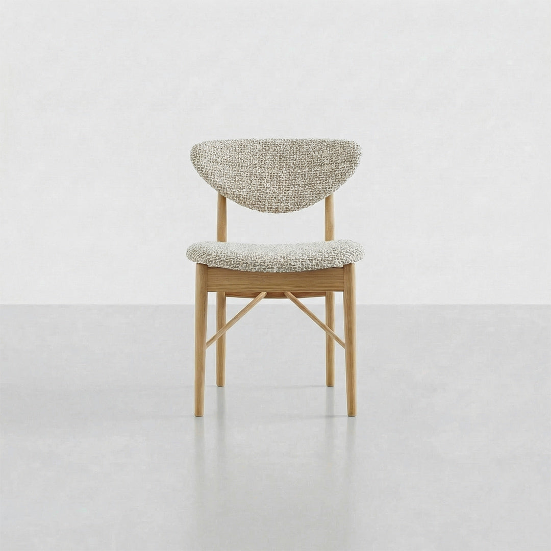 SIV French Retro Dining Chair, Mela Circle Fabric Upholstered, North American FAS Ash Wood Accent Chair for Living & Dining Room