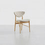 SIV French Retro Dining Chair, Mela Circle Fabric Upholstered, North American FAS Ash Wood Accent Chair for Living & Dining Room
