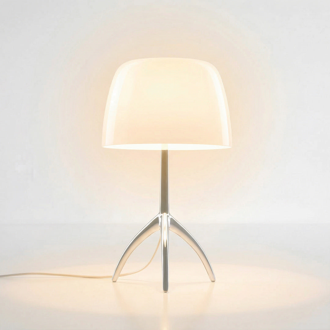 Vintage Contemporary Fabric & Iron Table Lamp, Warm Ambient Light with Glass Shade for Bedroom Living Room