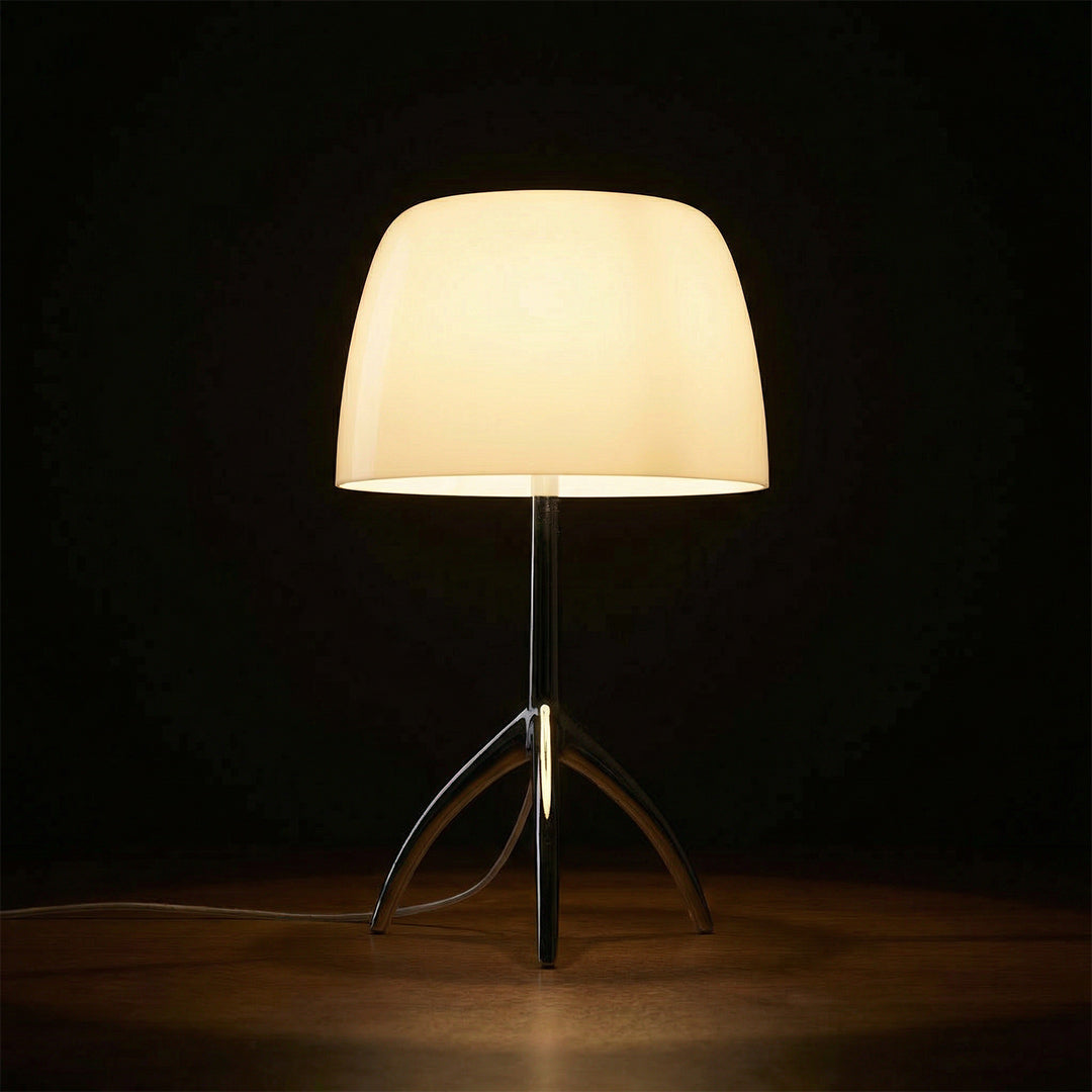 Vintage Contemporary Fabric & Iron Table Lamp, Warm Ambient Light with Glass Shade for Bedroom Living Room