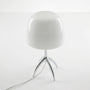 Vintage Contemporary Fabric & Iron Table Lamp, Warm Ambient Light with Glass Shade for Bedroom Living Room