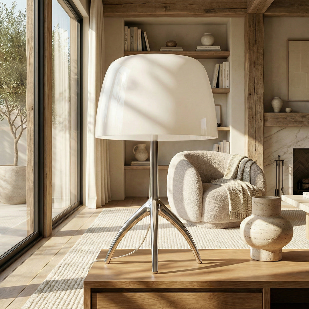 Vintage Contemporary Fabric & Iron Table Lamp, Warm Ambient Light with Glass Shade for Bedroom Living Room